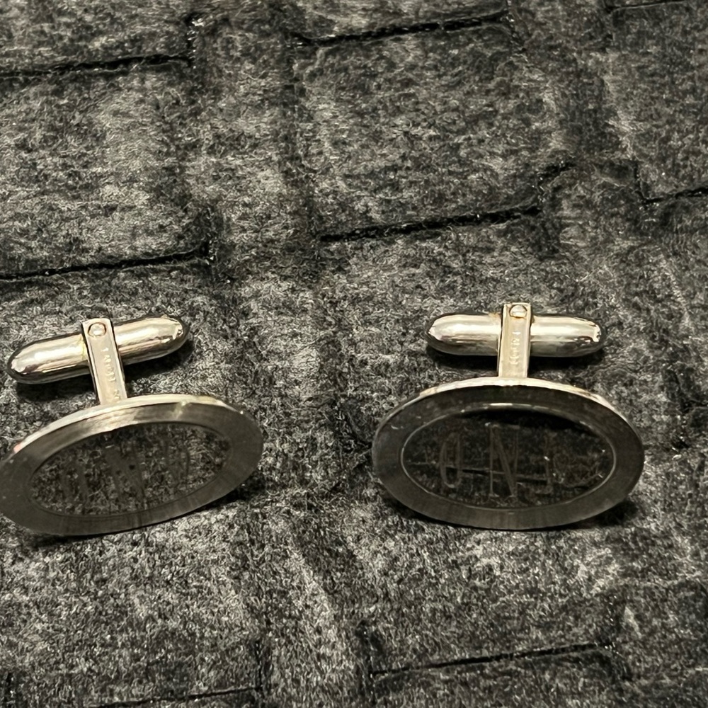 Lamode Sterling Monogram Oval Silver Cufflinks - - image 2